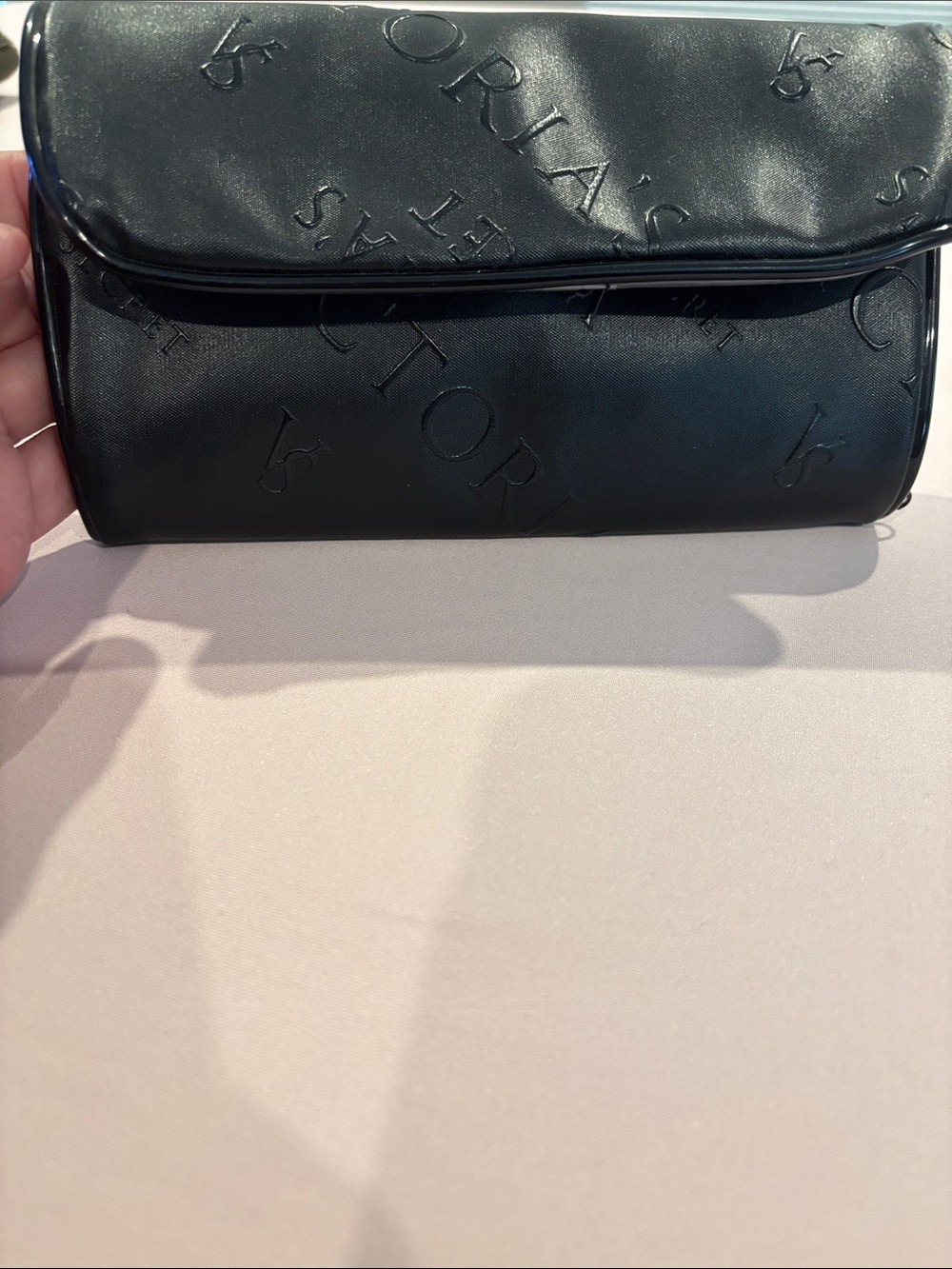 Victoria's Secret Black Embossed Jewelry Holder or Cosmetic bag